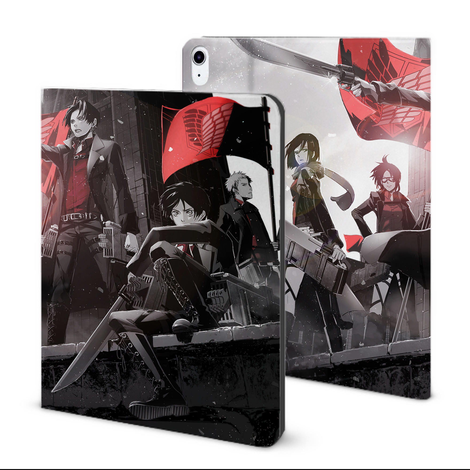 （画像用） 進撃の巨人 Attack on Titan IPad ケース ブック型 PUレザー TPU 耐衝撃 軽量 薄型 ペン収納なし 全面保護 IPad 各モデル対応